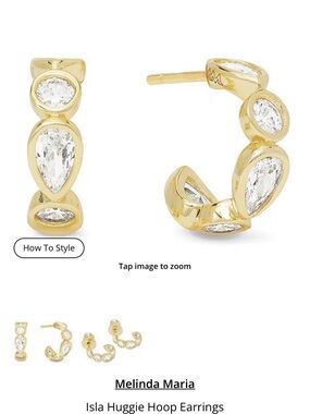 Melinda Maria Gold Hoop Earrings with blue opals
